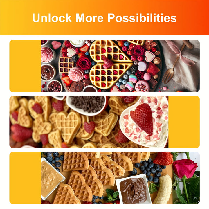 Máquina de Waffles Coração 5 Formas 750W Antiaderente
