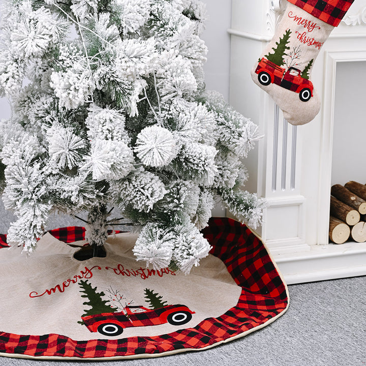 Linen Tree Skirt Car Christmas Tree 120CM Christmas Decoration Tree by 253444