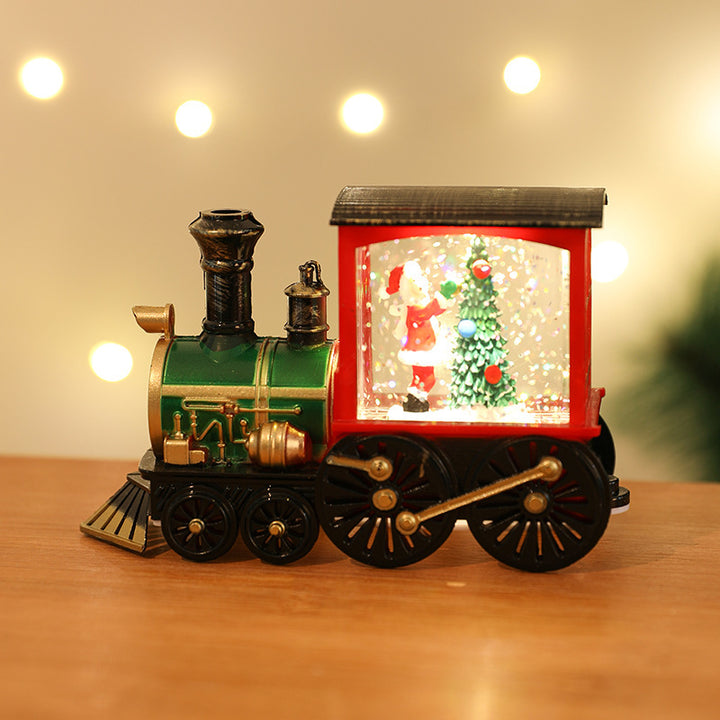 New Christmas Decoration Santa Claus Water Injection Brush Gold Train Decoration Small Night Lamp Christmas Gift by 253444