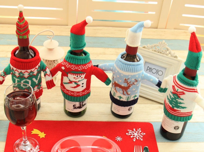 Knitted Christmas Bottle Set by 253444