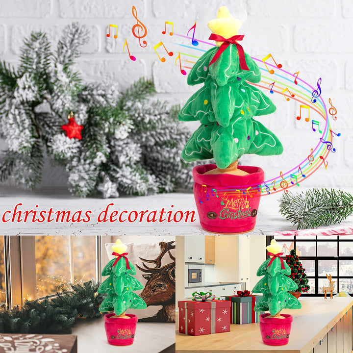 Dancing Christmas Toys Funny Tree Repeat Talking Electronic Plush Toys Can Sing Record Lighten Early Education Funny Gift Christmas by 253444