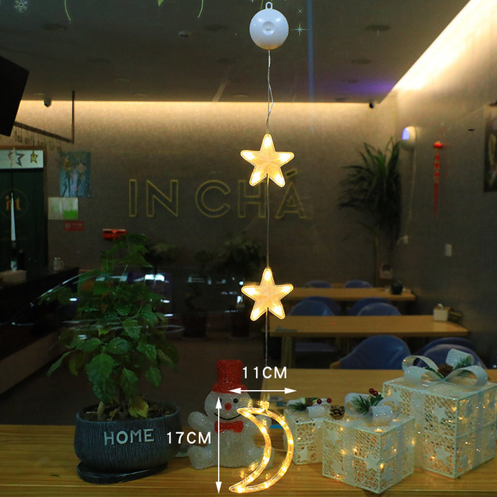 Christmas 3pcs LED Light Star Xmas Tree Hanging Sucker Lamp Window Ornaments Decoration For Home Xmas Navidad New Year Decor Christmas Decorations by 253444