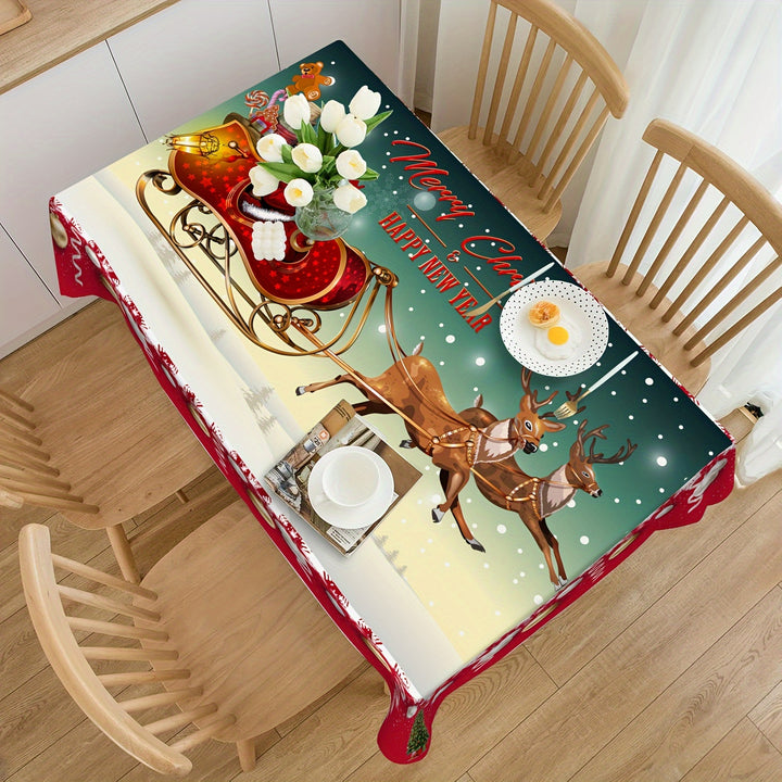 Toalha De Mesa De Natal Papai Noel E Renas Poliester