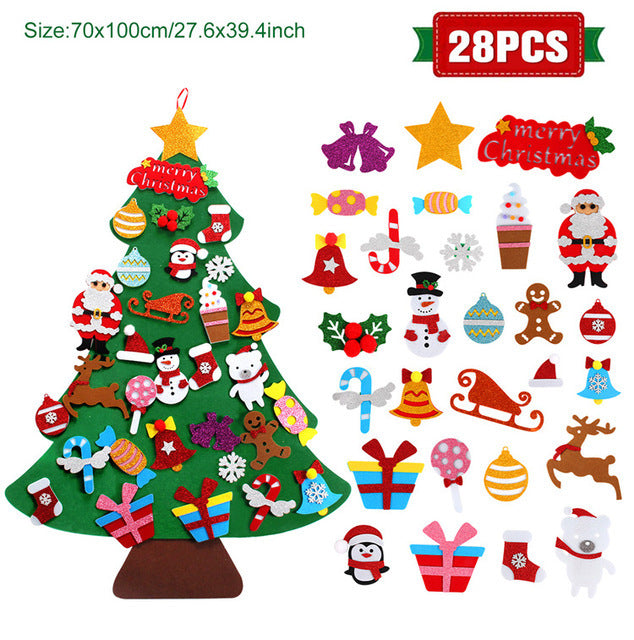 DIY Felt Christmas Tree New Year Toddler Kids Handmade Gift Toys Door Wall Hanging Ornaments Holiday Party Home Decor Set by 253444