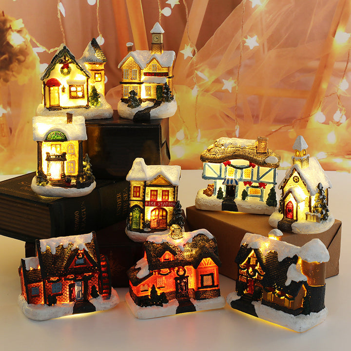 Christmas Small House Micro Landscape Resin Decorations by 253444