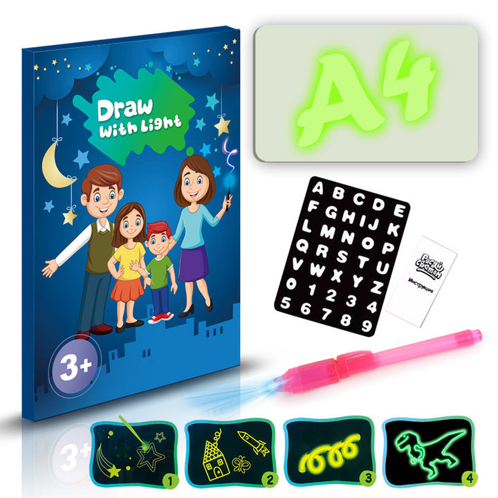 Quadro Mágico Luminoso 3D: Desenhe com Luz e Sem Bagunça! Brinquedo Educativo