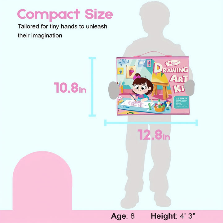 Kit De Arte Infantil 237 Peças Com Lousa Dupla Não Tóxico