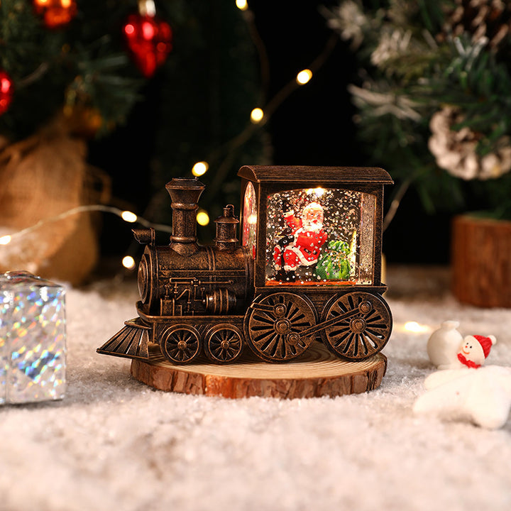 New Christmas Decoration Santa Claus Water Injection Brush Gold Train Decoration Small Night Lamp Christmas Gift by 253444