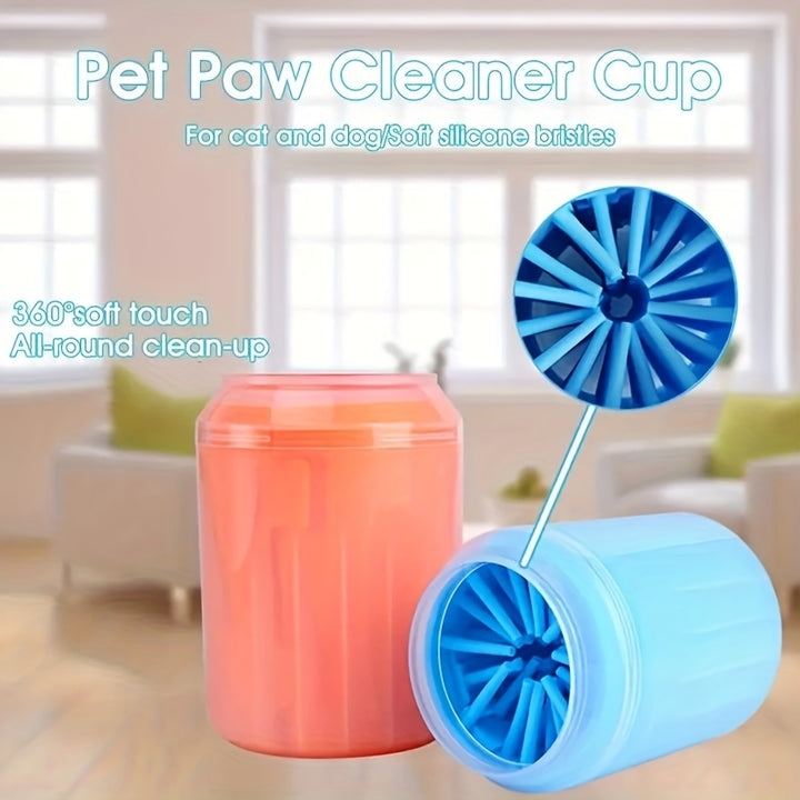 Portable Silicone Pet Paw Cleaner Cup for Dogs & Cats - Soft Bristle Brush, Non-Electric, PP Material, Blue - Ideal for Keeping Your Pet's Paws Clean Indoors, Dog Paw Cleaner by Casa Perfeita