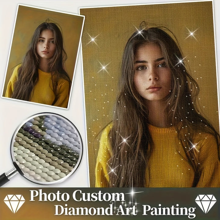 Kit Pintura Diamantes 5D com Foto Brilho Para Presentes