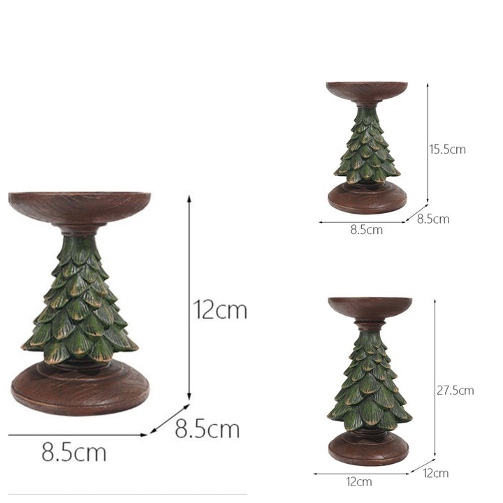 Resin Wooden Christmas Tree Candle Holder Base Figurine Christmas Decorations Candlestick Craft Home Living Room Decor by 253444