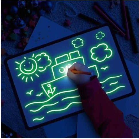 Quadro Mágico Luminoso 3D: Desenhe com Luz e Sem Bagunça! Brinquedo Educativo