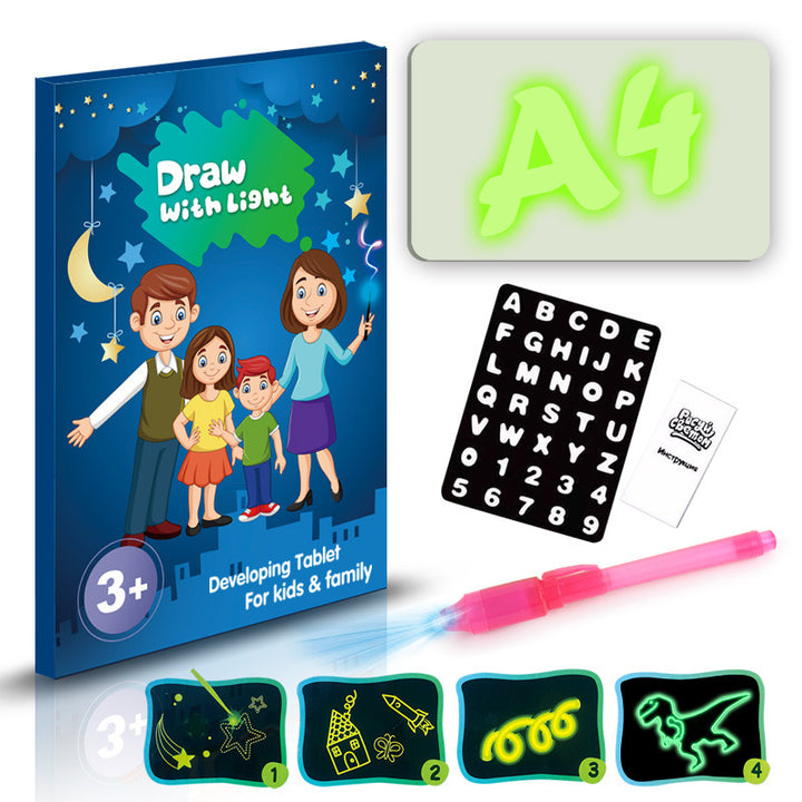Quadro Mágico Luminoso 3D: Desenhe com Luz e Sem Bagunça! Brinquedo Educativo