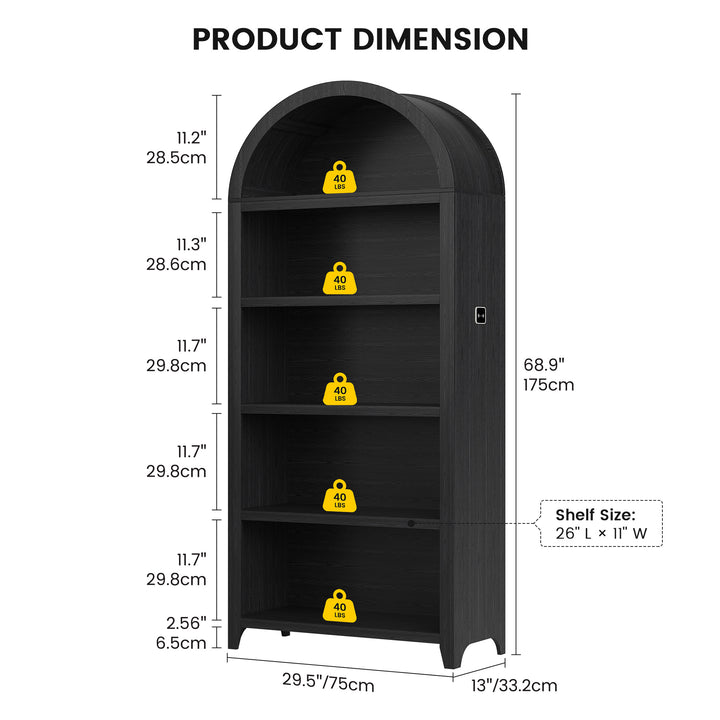 Estante Alta Arqueada Com 5 Prateleiras MDF Organização