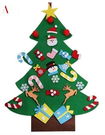 DIY Felt Christmas Tree New Year Toddler Kids Handmade Gift Toys Door Wall Hanging Ornaments Holiday Party Home Decor Set by 253444