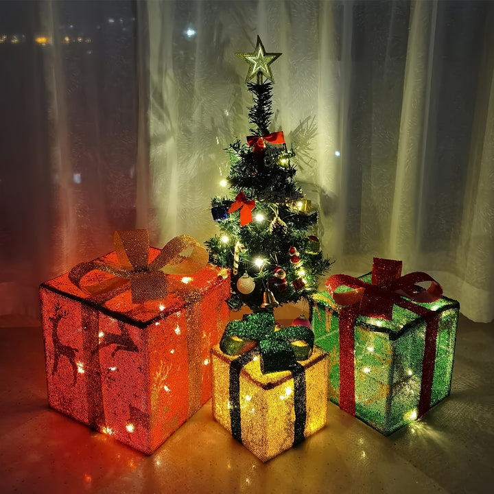Conjunto 3 Caixas de Presente Luminosas de Natal para Casa by Casa Perfeita