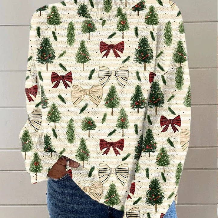 Suéter Feminino Gola Alta Estampa De Natal Confortável