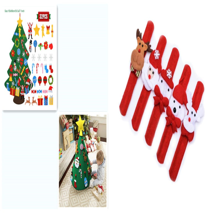 DIY Felt Christmas Tree New Year Toddler Kids Handmade Gift Toys Door Wall Hanging Ornaments Holiday Party Home Decor Set by 253444