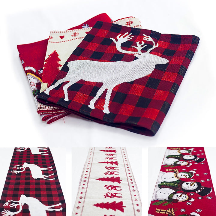 Christmas Elk Snowman Table Runner Merry Christmas Decorations by 253444