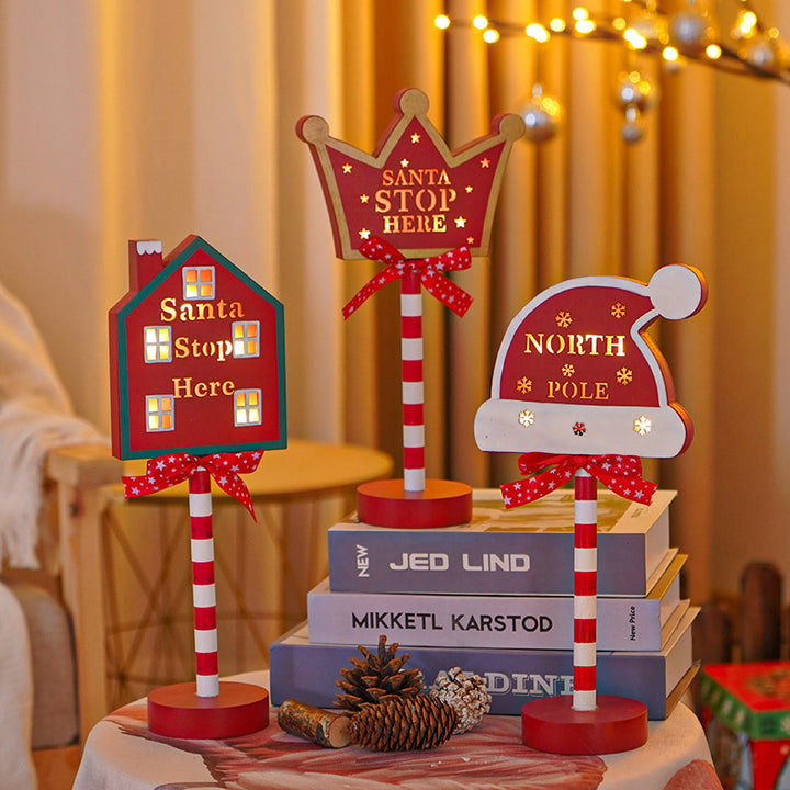 Christmas Road STOP Decorative Light Wooden by 253444