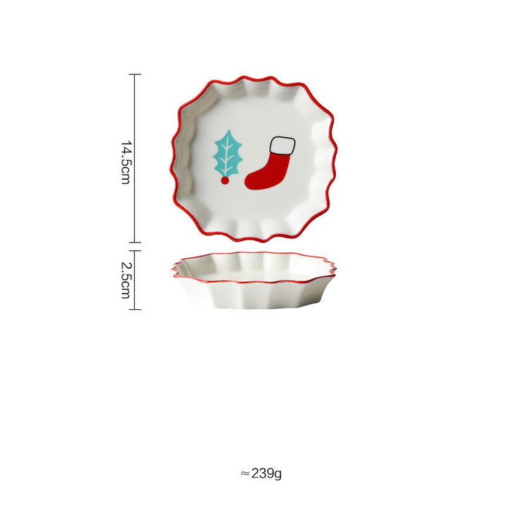 Prato Cerâmico Natal Retro Estilo Europeu Premium Renda