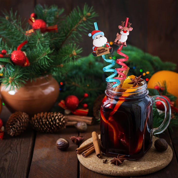 Canudos De Natal Reutilizáveis Com Escovas 24 16 8 Festas