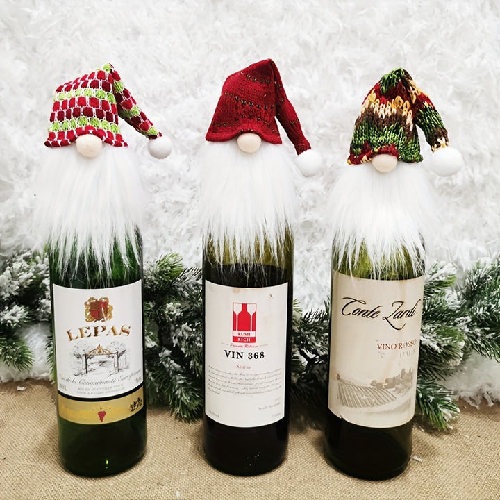 Conjunto de 6 Capas para Garrafa de Vinho Natal Gnomos
