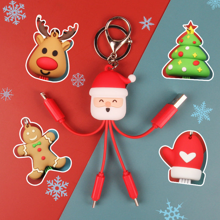 Creative Cartoon Multi Function Portable Christmas Data Cable by 253444