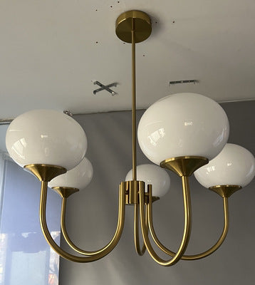 Lustre Retro Quarto Infantil Led Cinco Braços Vidro