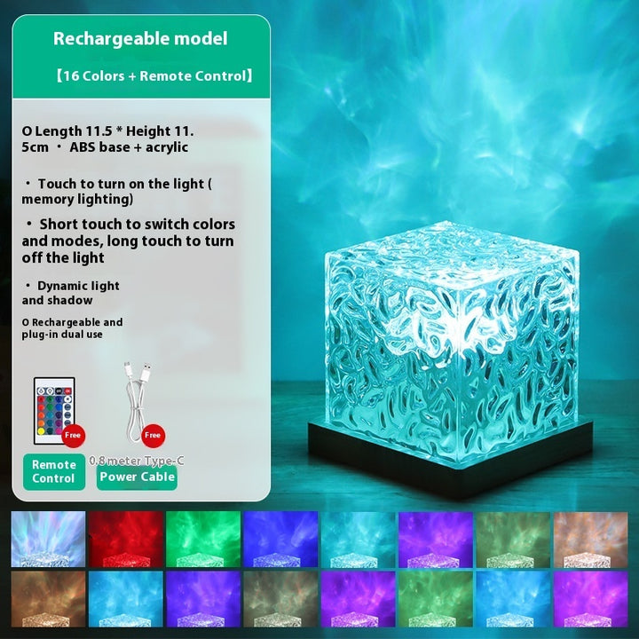 Crystal Lamp Water Ripple Projector Night Light Decoration Home Houses Bedroom Aesthetic Atmosphere Holiday Gift Sunset Lights Home Decor by 253444