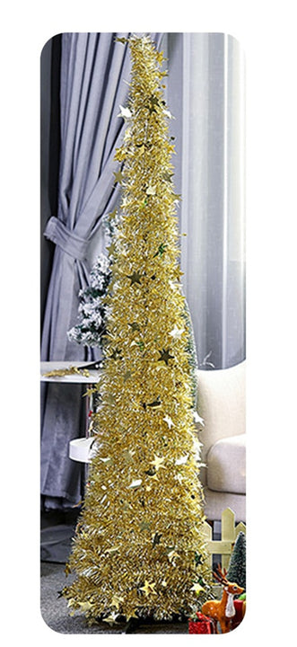 Artificial Tinsel Up Christmas Tree With Stand Gorgeous Collapsible Artificial Christmas Tree For Christmas Decorations by 253444