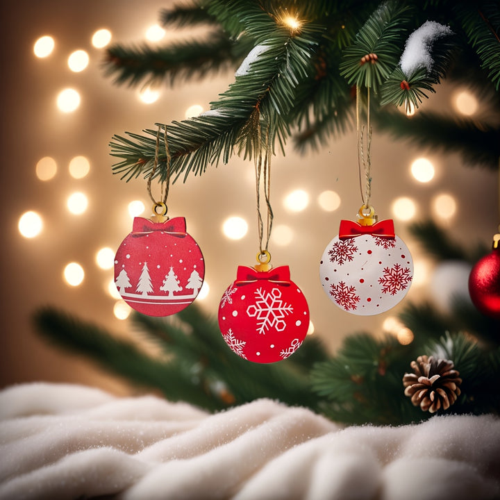 Enfeites De Natal De Madeira Circulares Para Árvore Festiva by Casa Perfeita