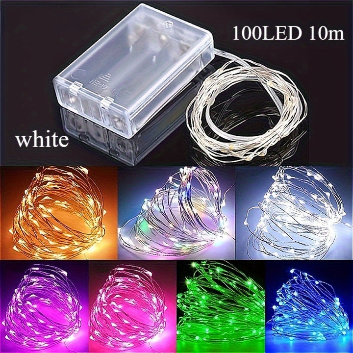 Luzes de Fio de Cobre com LEDs Bateria Sem Tomada Festas by Casa Perfeita