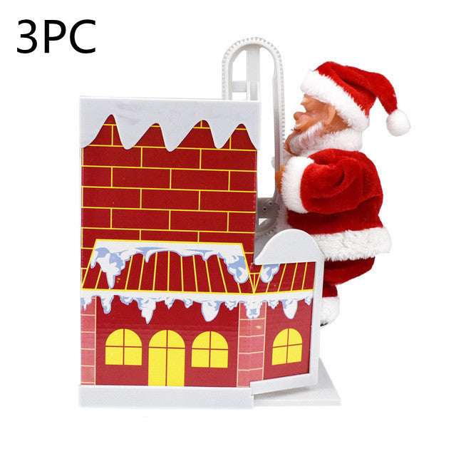 Electric Climbing Chimney Santa Claus Christmas Decoration Figurine Ornament Family New Year Party Santa Claus New Year Gift by 253444