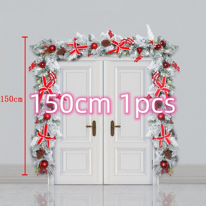 New Flocking Wreath Outdoor Decoration Door Hanging Christmas Wreath Rattan by 253444