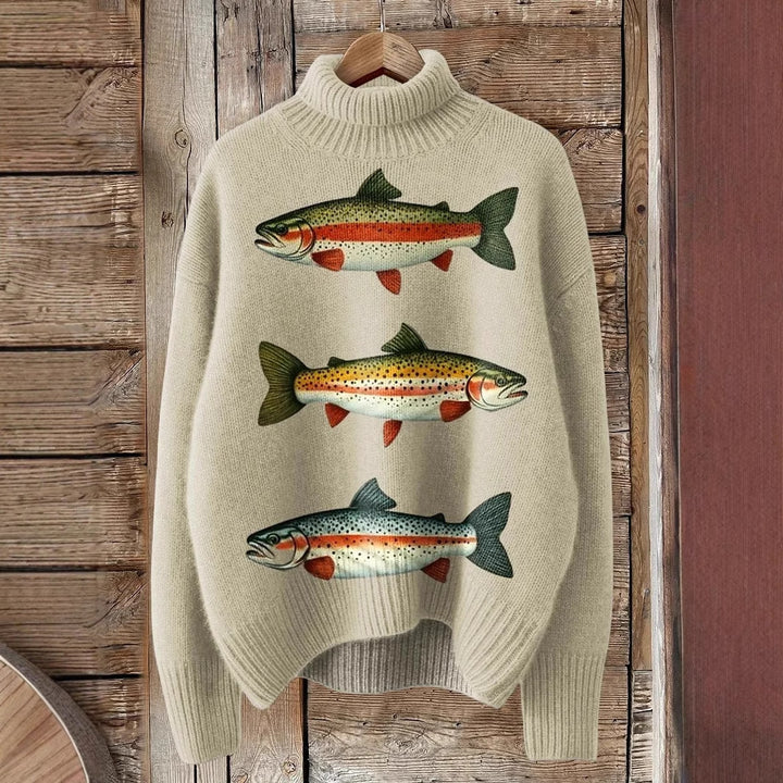 Suéter Feminino Gola Alta Estampa De Natal Confortável