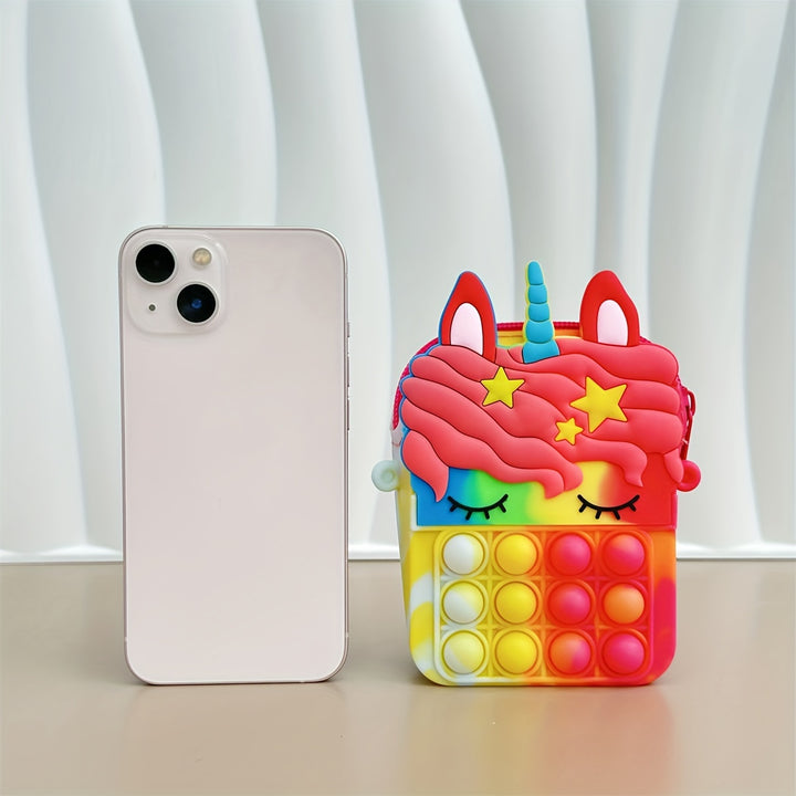Bolsa Mensageiro Infantil Silicone Unicórnio Compacta