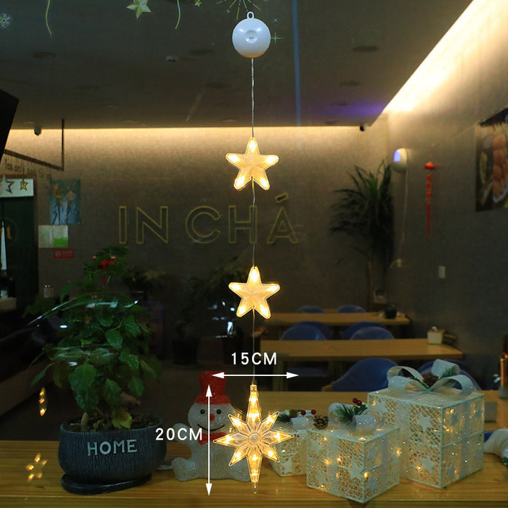 Christmas 3pcs LED Light Star Xmas Tree Hanging Sucker Lamp Window Ornaments Decoration For Home Xmas Navidad New Year Decor Christmas Decorations by 253444