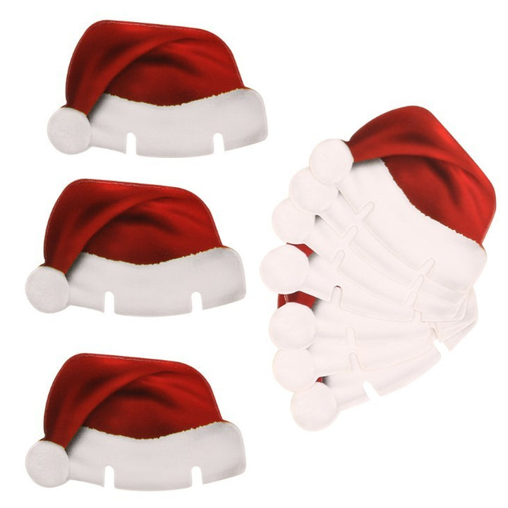 Kit 10 Chapéus Papai Noel Vermelhos Para Taças Festivas