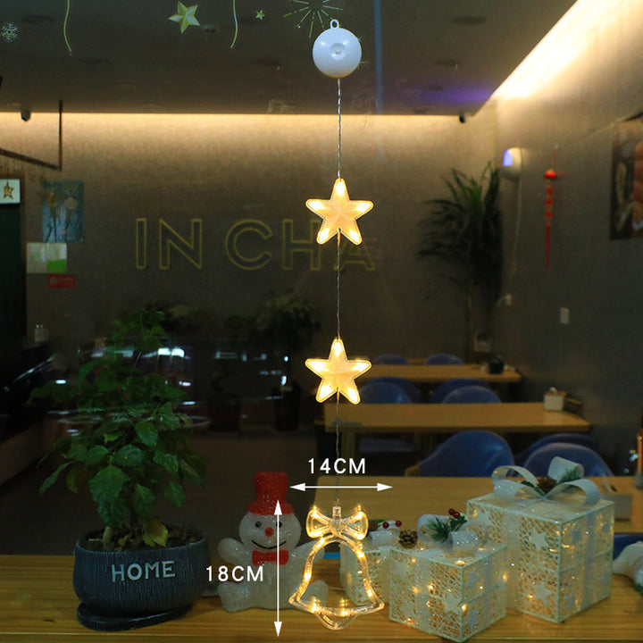 Christmas 3pcs LED Light Star Xmas Tree Hanging Sucker Lamp Window Ornaments Decoration For Home Xmas Navidad New Year Decor Christmas Decorations by 253444