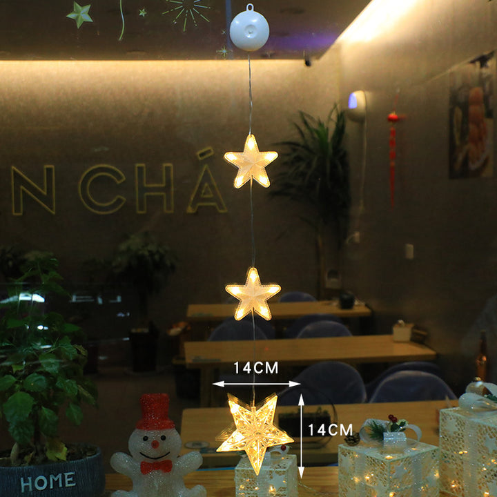 Christmas 3pcs LED Light Star Xmas Tree Hanging Sucker Lamp Window Ornaments Decoration For Home Xmas Navidad New Year Decor Christmas Decorations by 253444