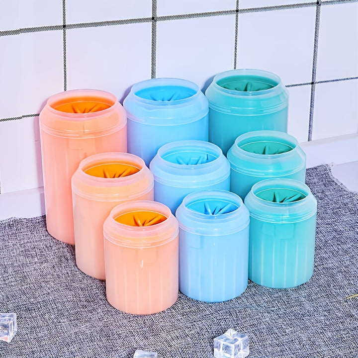 Portable Silicone Pet Paw Cleaner Cup for Dogs & Cats - Soft Bristle Brush, Non-Electric, PP Material, Blue - Ideal for Keeping Your Pet's Paws Clean Indoors, Dog Paw Cleaner by Casa Perfeita