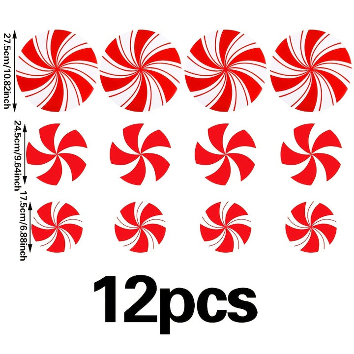 Adesivos Vermelhos De Doce Natal Decoração Festiva Casa 12