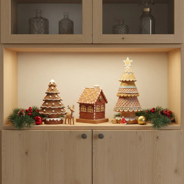 Pão de Gengibre Natal Aldeia Árvore Ornamento Decorativo