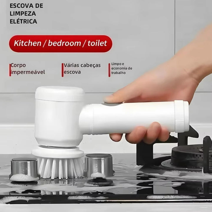 Escova Elétrica de Limpeza Sem Fio 5 em 1 Limpador Para Cozinha e Banheiro Multiuso by Casa Perfeita