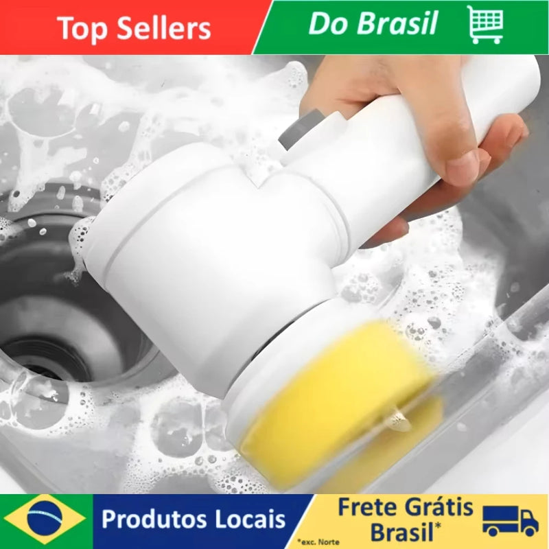 Escova Elétrica de Limpeza Sem Fio 5 em 1 Limpador Para Cozinha e Banheiro Multiuso by Casa Perfeita