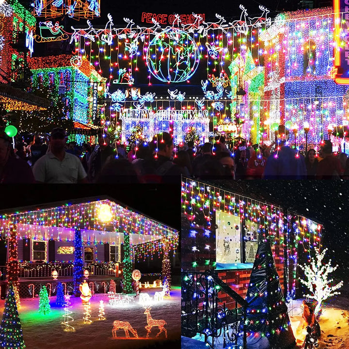 Luzes LED Icicle Festoon Decoração de Natal Remoto