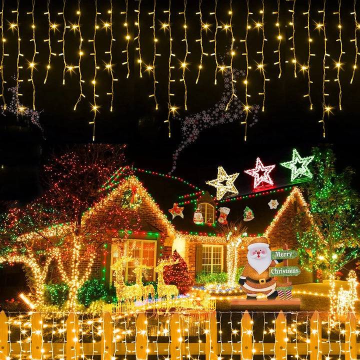 Luzes LED Icicle Festoon Decoração de Natal Remoto