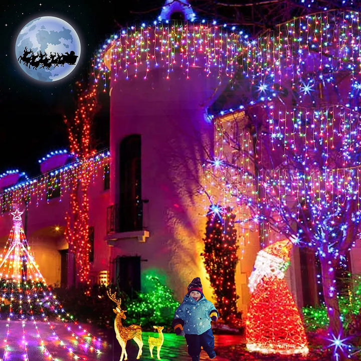 Luzes LED Icicle Festoon Decoração de Natal Remoto