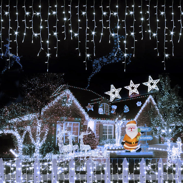 Luzes LED Icicle Festoon Decoração de Natal Remoto